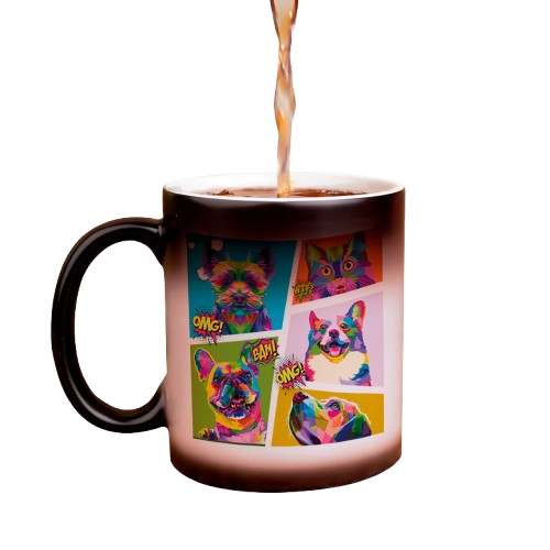 Tazón Sublimación Cambia Color Negro Glitter SG 11 oz